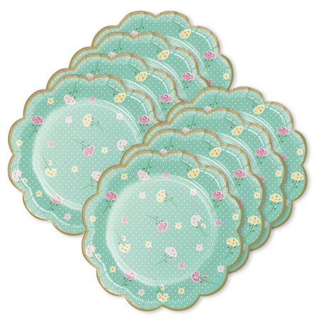 COOLCOLLECTIBLES Floral Tea Party Scalloped Dessert Plate - 24 Piece CO1698752